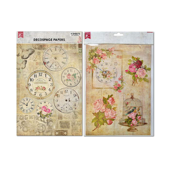 Little Birdie - A4 Decoupage Papers - Timeless Beauty 2Design 4Sheets