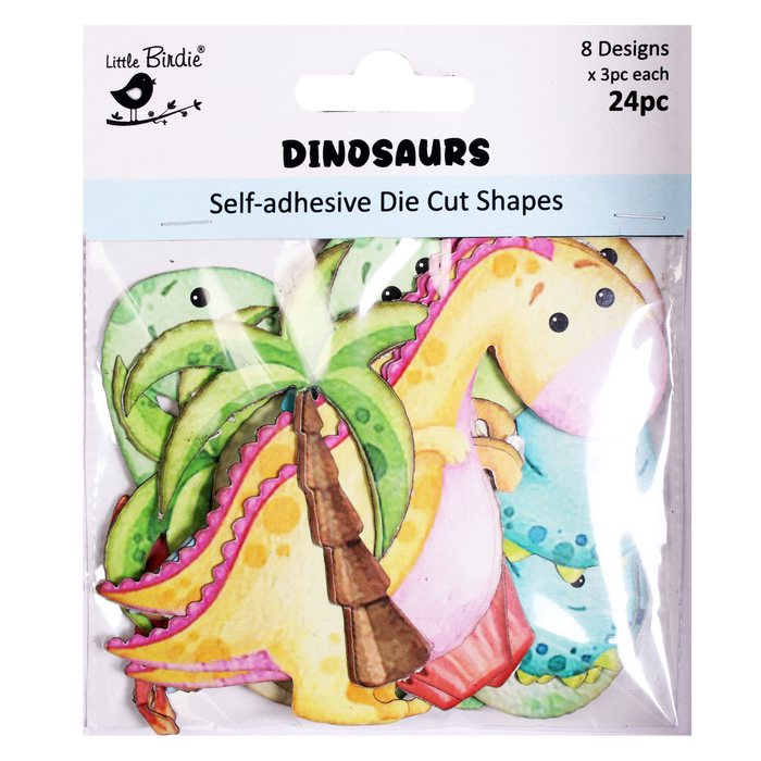 Little Birdie - Self Adhesive Die Cuts - Dinosaurs 24pc