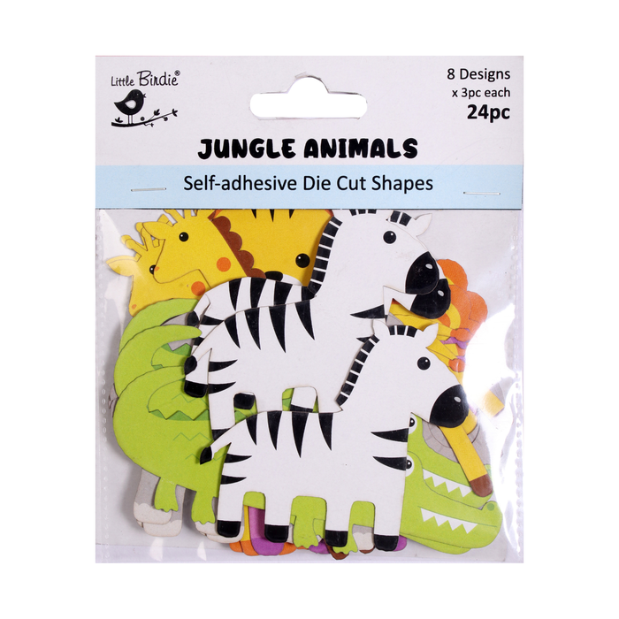Little Birdie  -Self - Adhesive Die Cut Shapes -  Jungle animals 24pc