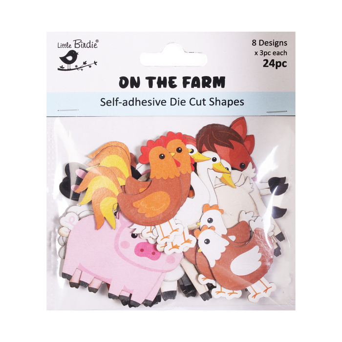 Little Birdie  -Self - Adhesive Die Cut Shapes -  On the farm 24pc