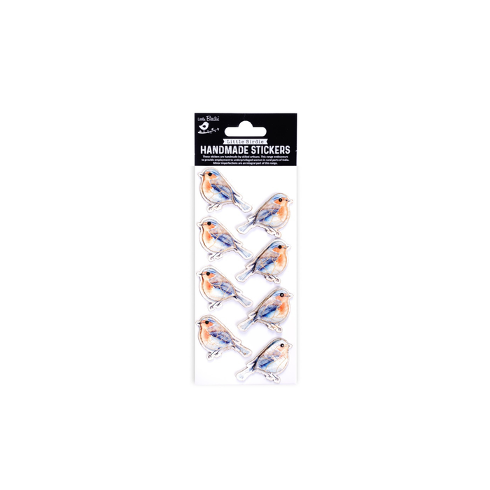 Little Birdie 3D Sticker Embellishments-Country Robin Aqua Blue 8pc