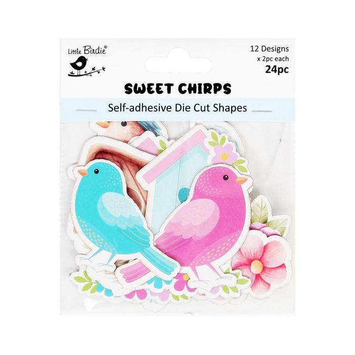 Little Birdie  -Self - Adhesive Die Cut Shapes - Sweet Chirps 24pc
