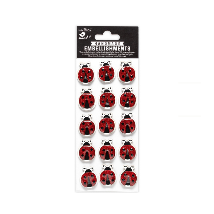 Little Birdie 3D Sticker Embellishment-Self-Adhesive  Handmade Ladybugs 15pc