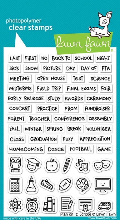 Lawn Fawn - Clear Stamps 4"x6" - Plan On It: School