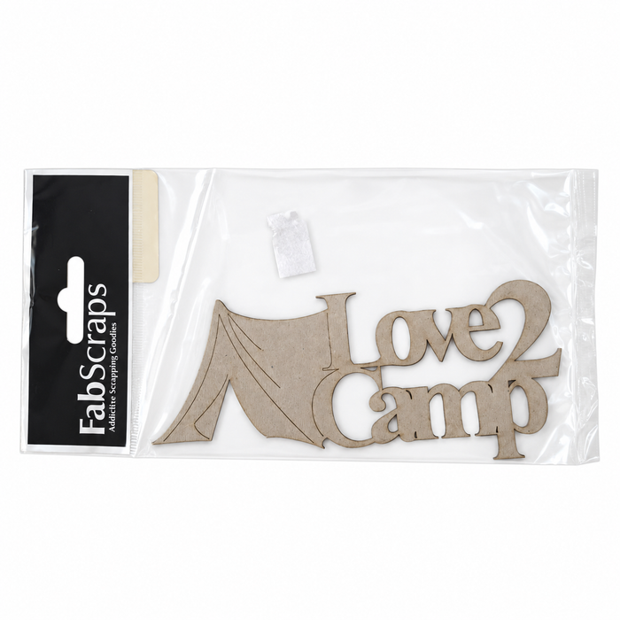 Doodles - FabScraps - “Love 2 Camp" Chipboard Embellishment