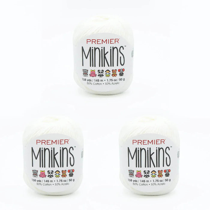 Premier Minikins Yarn-White - Bag of 3