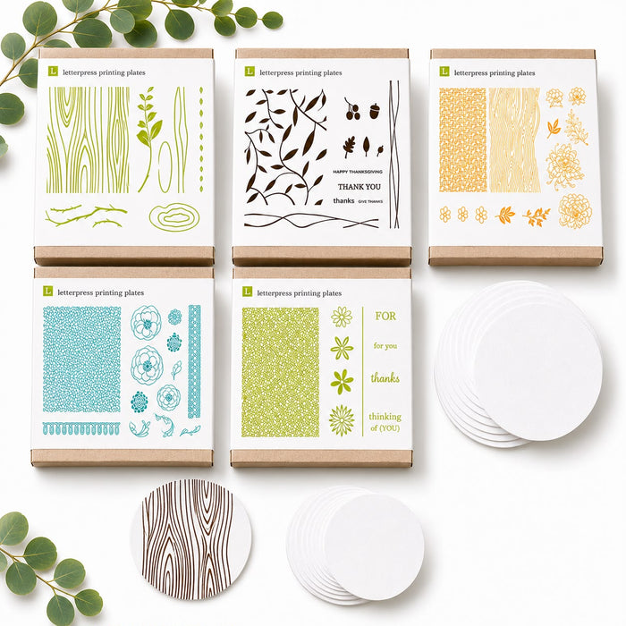 Doodles Nature's Impressions Embossing Letterpress Bundle - 5 Plate Sets plus Premium Paper