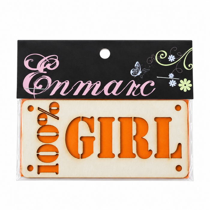 Doodles - Enmarc - "100% Girl Orange" Chipboard Embellishment