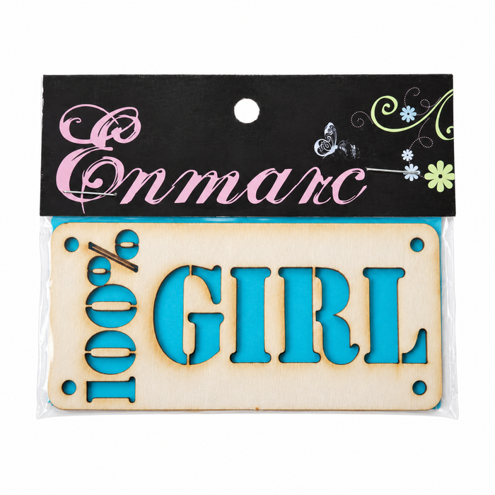 Doodles - Enmarc - "100% Girl Blue" Chipboard Embellishment