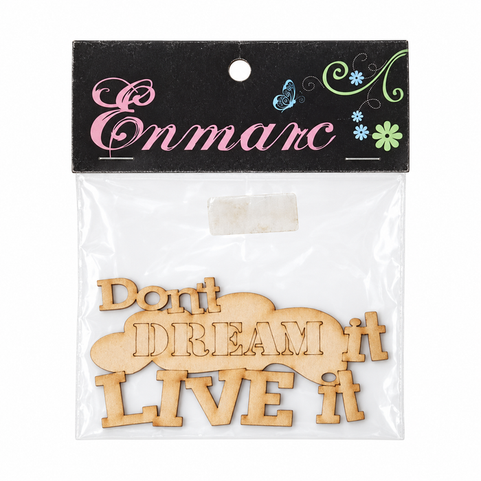 Doodles - Enmarc - "Don’t Dream It, Live It" Chipboard Embellishment
