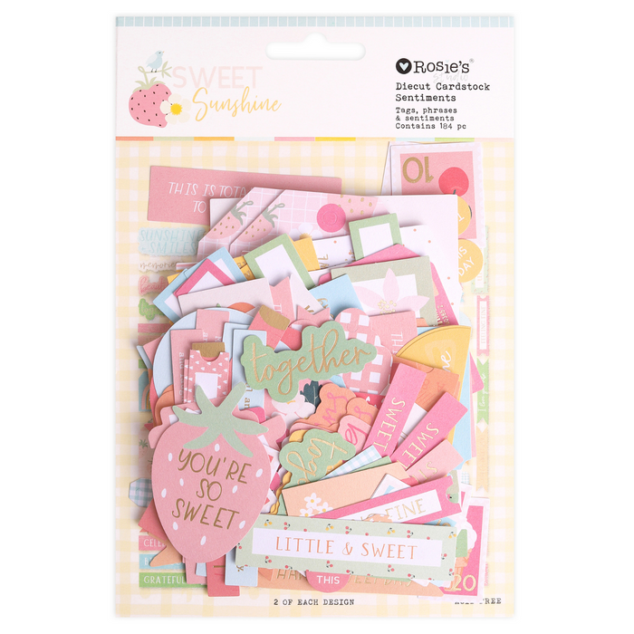 Rosie's Studio - Sweet Sunshine Collection - Cardstock Diecuts Sentiments 184pc