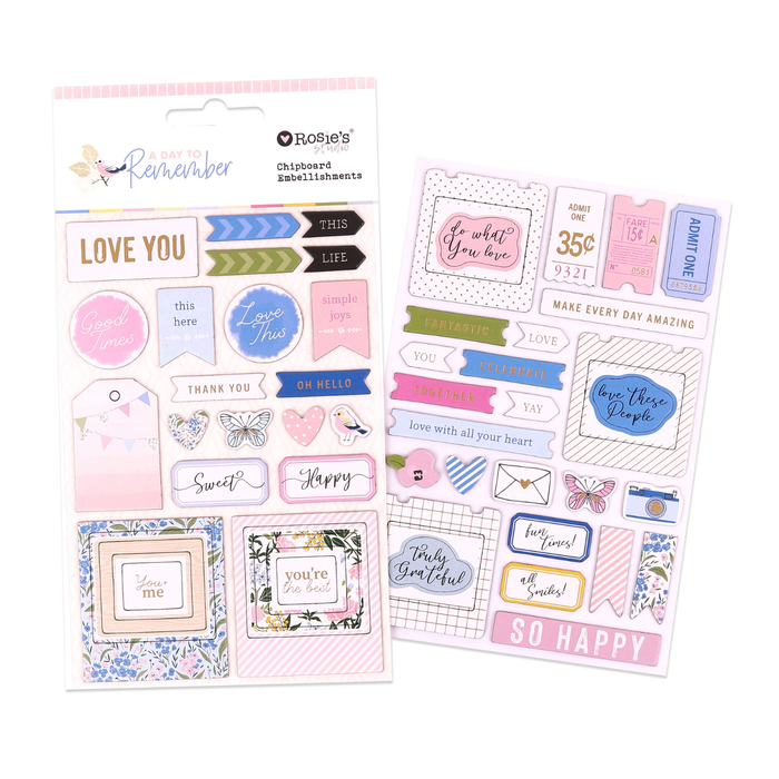 Rosie's Studio - Day to Remember Chipboard Embellishments