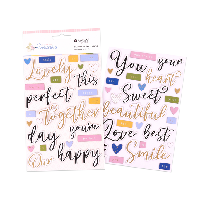 Rosie's Studio - Day to Remember Chipboard Die Cuts Sentiments