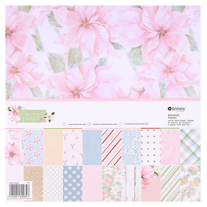 Rosies Studio - Peppermint Twist Collection - 12x12 Designer Paper Pack