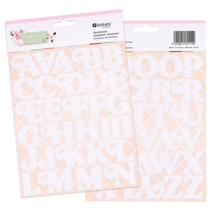 Rosie’s Studio - Peppermint Twist Collection - Cardstock Glitter Alphabet