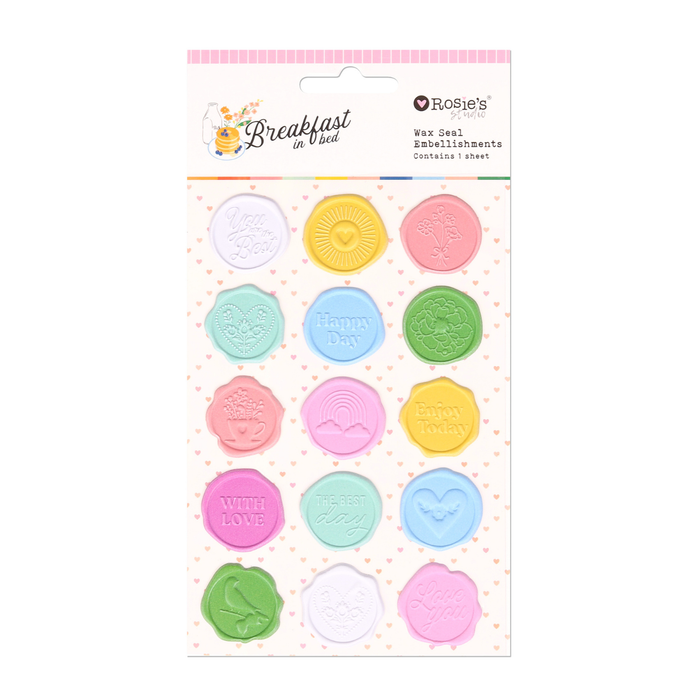 Rosie's Studio - Breakfast in Bed Wax Seal Embellishments - 15pieces