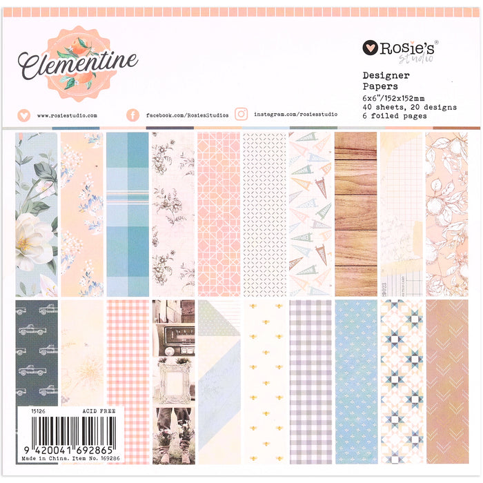 Rosie's Studio - Clementine Collection - 6" x 6" Paper Pack