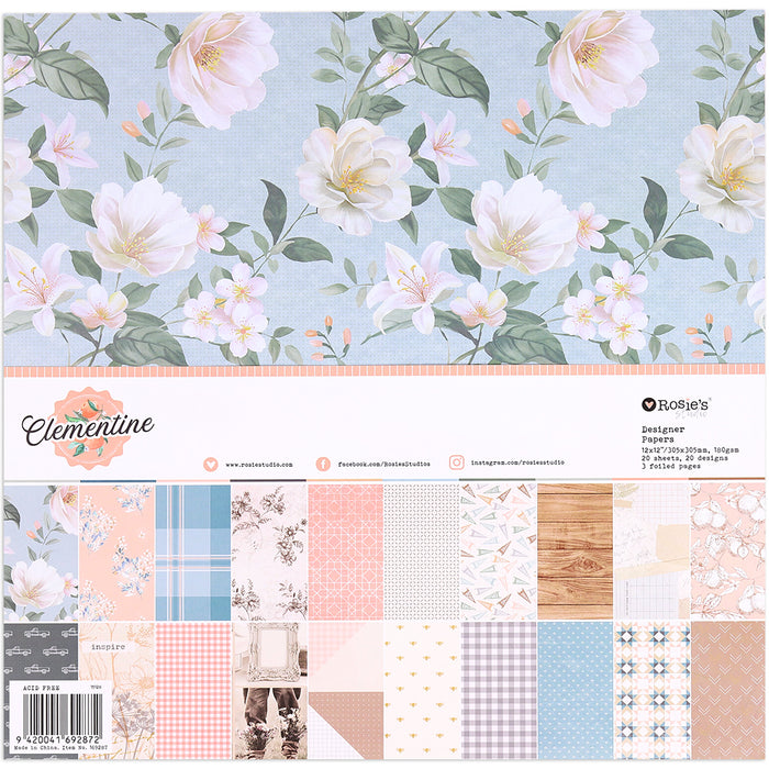 Rosie's Studio - Clementine Collection - 12" x 12" Paper Pack