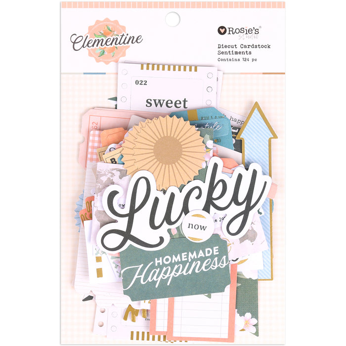 Rosie's Studio - Clementine Collection - Diecut Cardstock Sentiments 124pcs