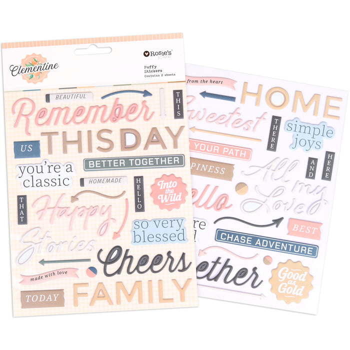 Rosie's Studio - Clementine Collection - Puffy Stickers 2 Sheets