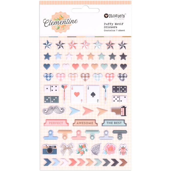 Rosie's Studio - Clementine Collection - Puffy Motif Stickers 1 Sheet
