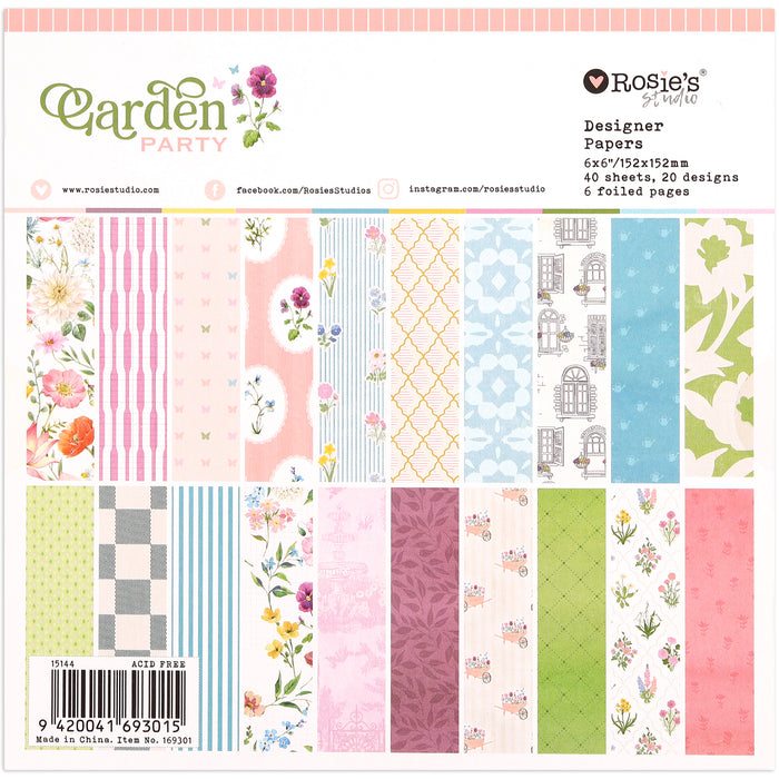 Rosie's Studio - Garden Party Collection 6"x6" Paper Pad 40 sheet