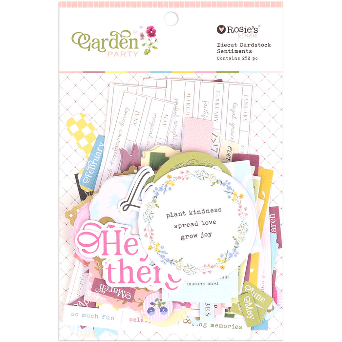 Rosie's Studio - Garden Party Collection - Cardstock Diecut Ephemera - Sentiments 252pcs