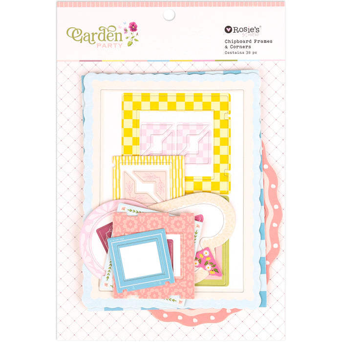 Rosie's Studio - Garden Party Collection - Chipboard Frames & Corners 38pc