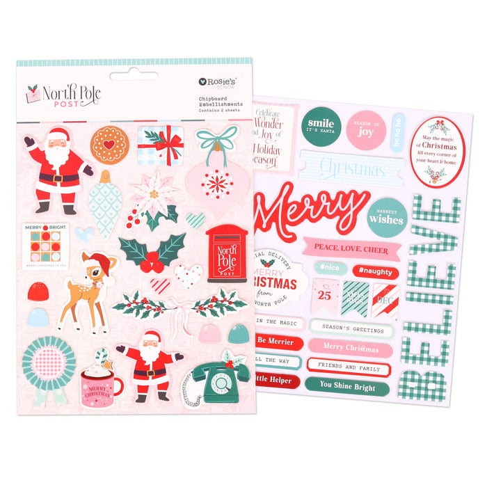 North Pole Post Chipboard Stickers 2 Sheets