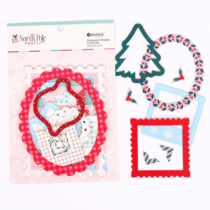 North Pole Post Chipboard Frames & Corners 38 Pieces