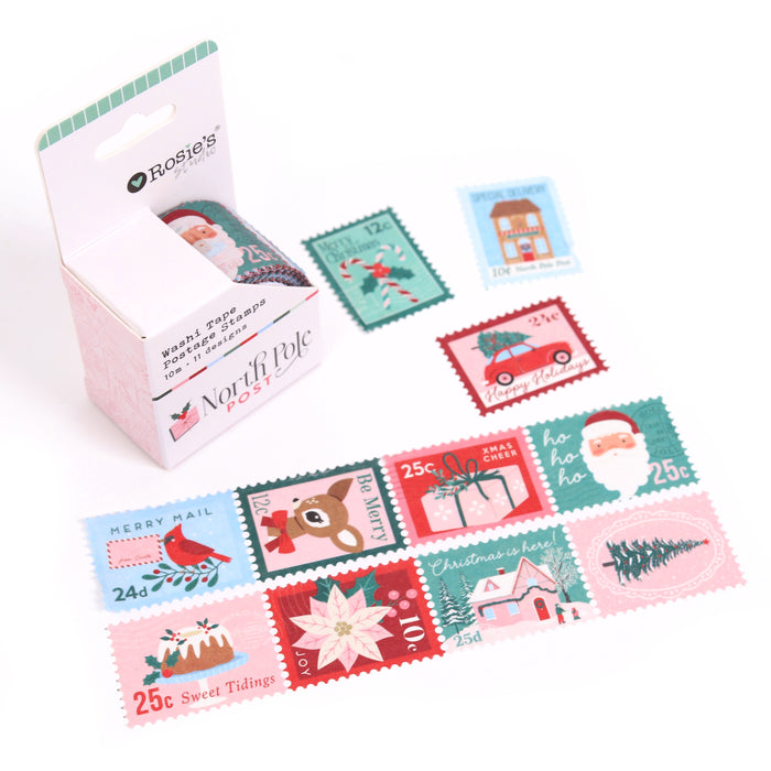 Rosie's Studio - North Pole Post Postage Stamp Washi Tape 2,5cm x 10m