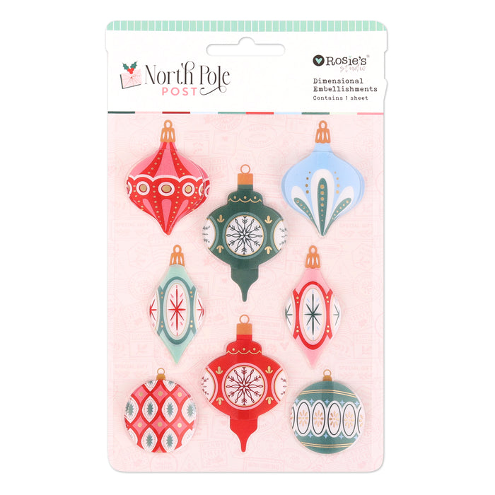 Rosie's Studio - North Pole Post Dimensional Acetate Embelishments -Ornaments