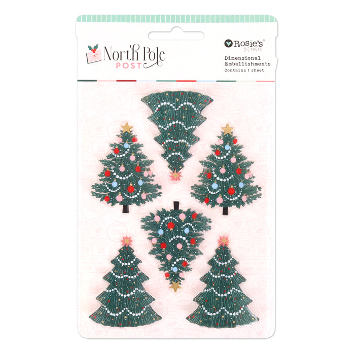 Rosie's Studio - North Pole Post Dimensional Acetate Embelishments -Christmas Tree