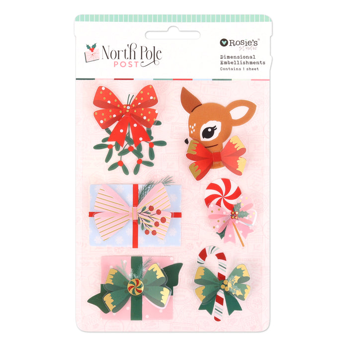 Rosie's Studio - North Pole Post Dimensional Embelishments - Holiday Bows