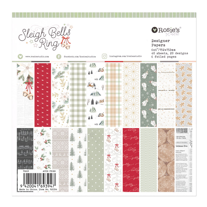 Rosie's Studio - Sleigh Bells Ring 6x6" Designer Paper Pad 40 Sheets