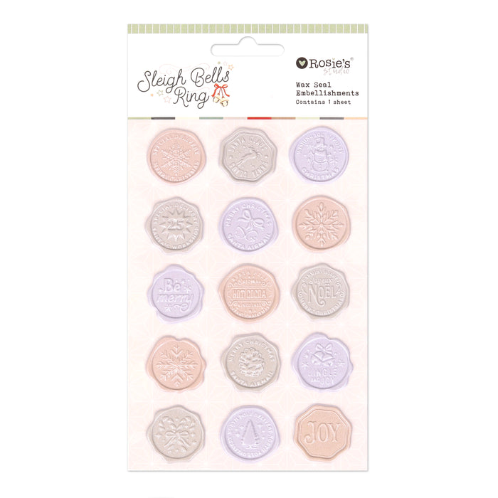 Rosie's Studio - Sleigh Bells Ring Wax Seal Embelishments 15 Pieces