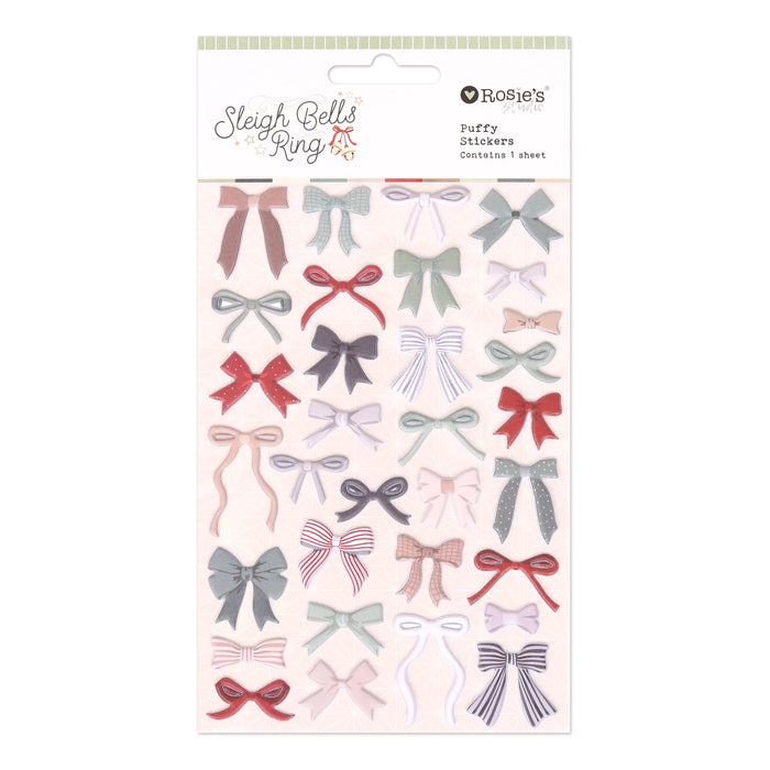 Rosie's Studio - Sleigh Bells Ring Puffy Bow Stickers 1 Sheet