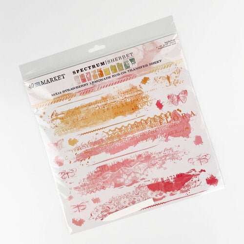 49 And Market - Spectrum Sherbet – Rub-on Transfer Sheet  - Strawberry Lemonade - 12 X12