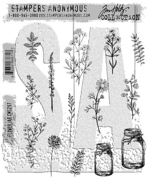 Stampers Anonymous - Tim Holtz - Cling Stamps 7"x8.5" - Flower Jar