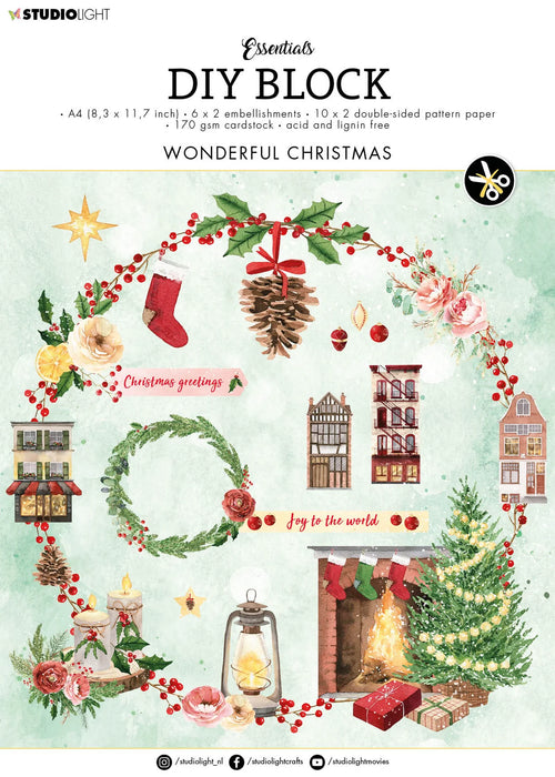Studio Light - Essentials A4 DIY Block - Wonderful Christmas