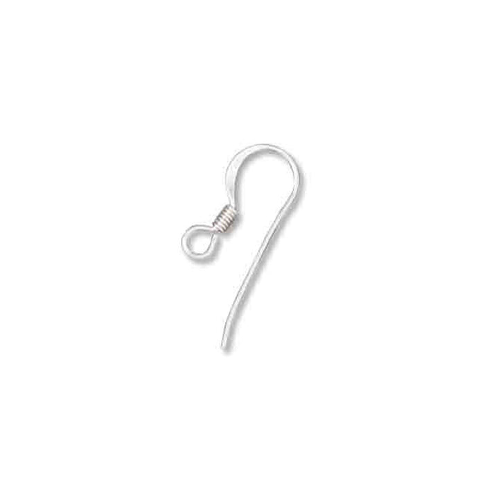 Beadsmith - Sterling Silver - 25MM FLAT EARWIRE WITH 2MM RING & COIL 10/BG