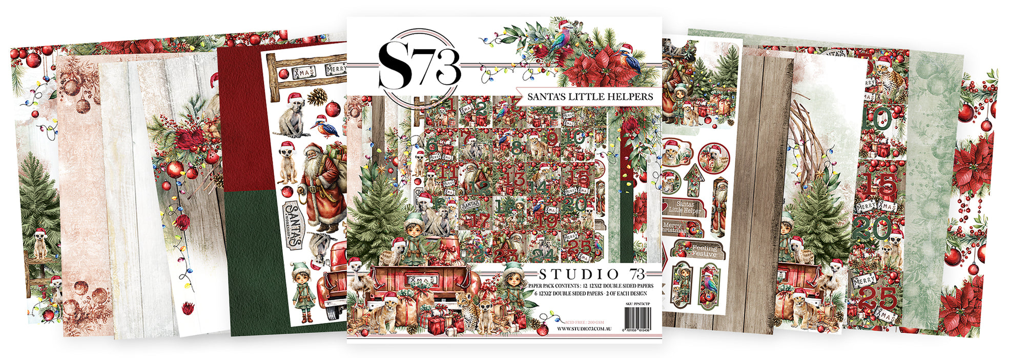 Santa’s Little Helpers Collection 6, 12X12 DOUBLE SIDED PAPERS 2 OF EACH DESIGN