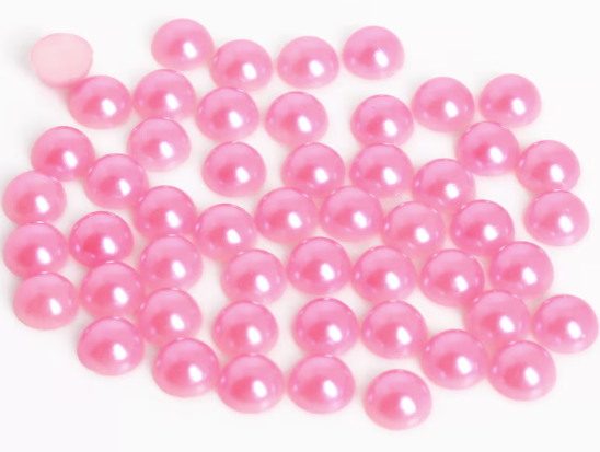 Doodles - Flat Back Acrylic Pearls - 8mm- Bright Pink