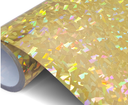 Flex Paillettes - Heat Transfer Vinyl -Diamond Flake-Gold(25cm x 1m)