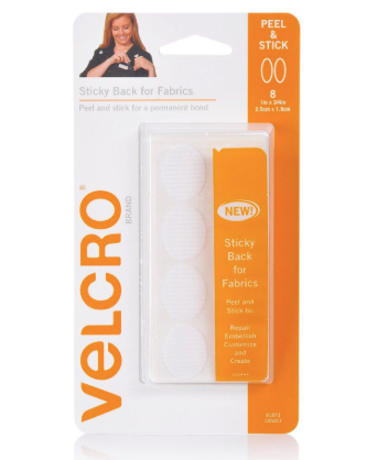 VELCRO® Brand Sticky Back for Fabric Ovals-White 8pc 1"x 3/4" (2.5cmx1.9cm)