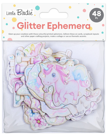 Little Birdie  -Glitter Ephemera - Unicorn Celebration 48pc