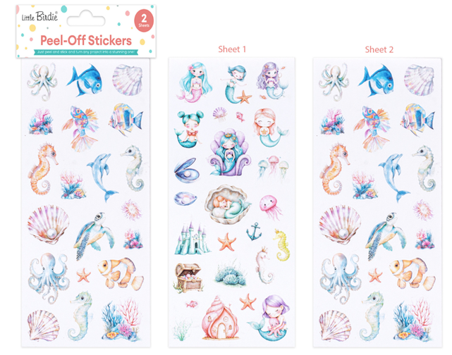 Little Birdie  -Self Adhesive - Peel off Stickers -Under the Sea, Approx 9 x 4in 2sheet