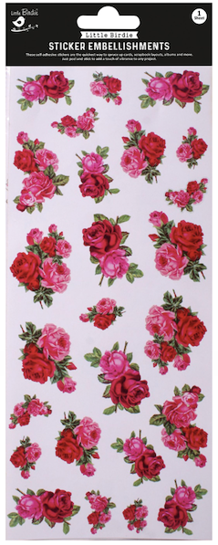 Little Birdie Peel off Sticker - Rose Bouquet 5'' x 12'' 1sheet