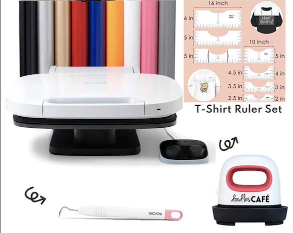 Cricut Autopress™ - Professional Automated Heat Press for T-Shirts - (15" x 12") Doodles Jolly Bundle