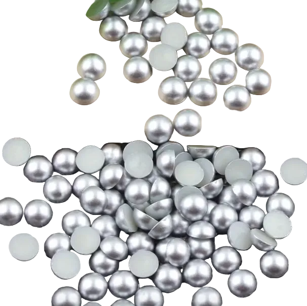 Doodles - Flat Back Acrylic Pearls - 4mm - Silver/Grey